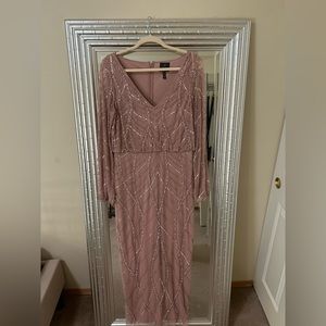 Adrianna Papell Baby Pink Beaded Gown Worn Once Women’s Size 12